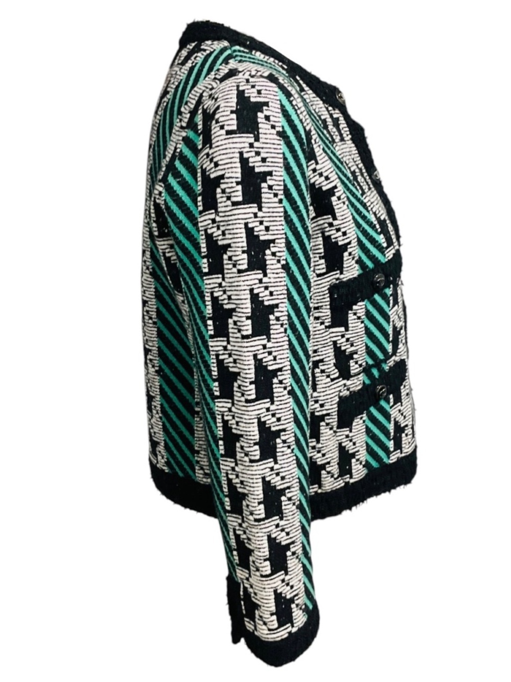 CHANEL GREEN / WHITE / BLACK PARIS-MANCHESTER 2024 METIERS D’ART HOUNDSTOOTH WOO - Picture 2 of 7